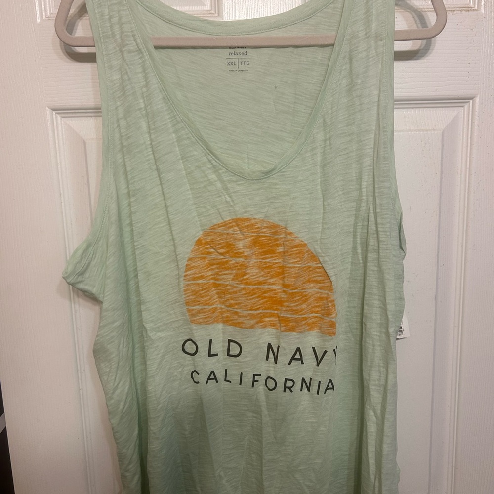NWT- Old Navy Light Green and Orange Tank Top. Size XXL